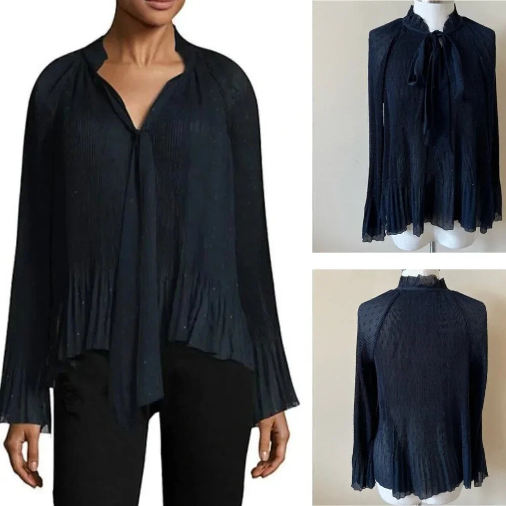 Derek Lam 10 Crosby Pleated Bell Sleeve Blouse Top 26051